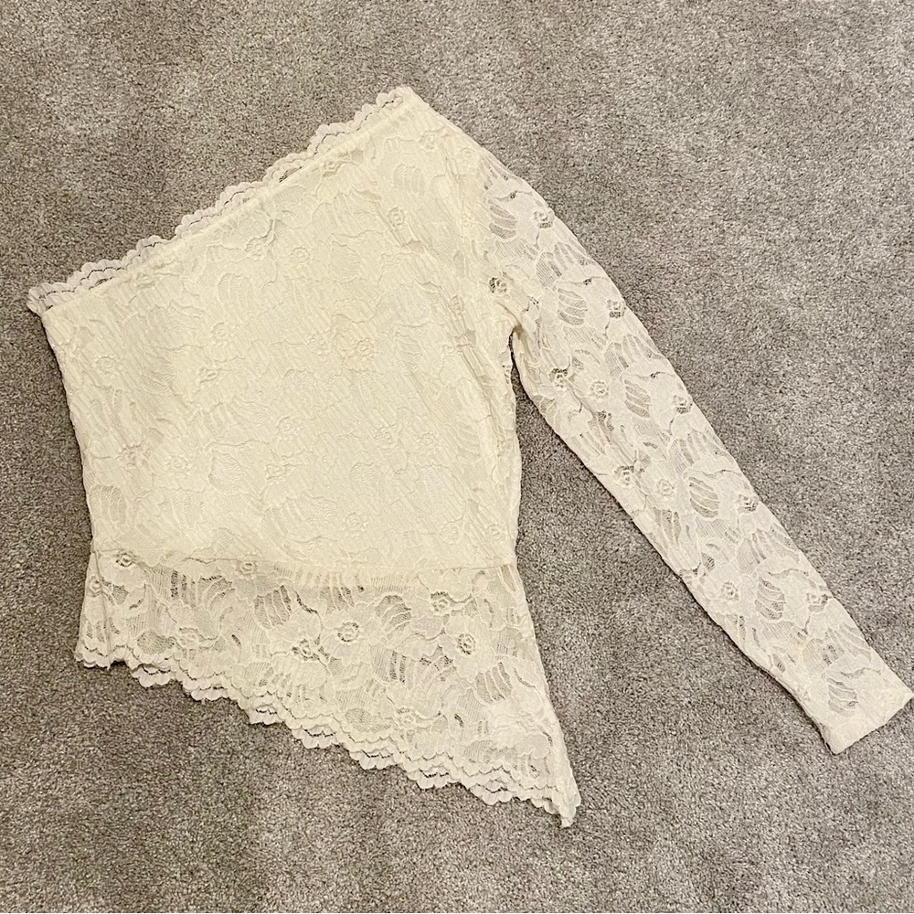 Express White Lace Detail Top